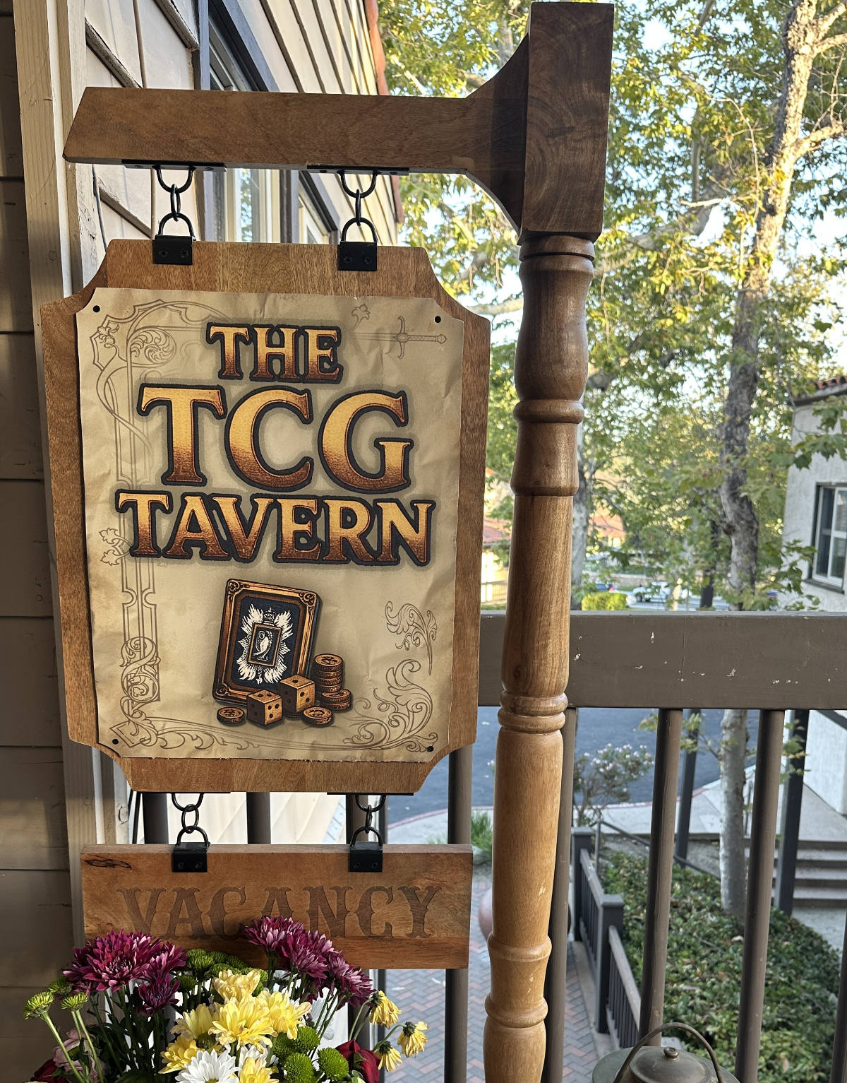 Welcome sign to the TCG Tavern in Mission Viejo.